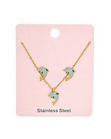 Κρεμαστό σετ λαιμού με σκουλαρίκια  δελφίνια YC-KS006