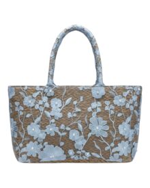 Ψάθινη Τσάντα Ώμου με Floral Κέντημα & Πέρλες KD-1028