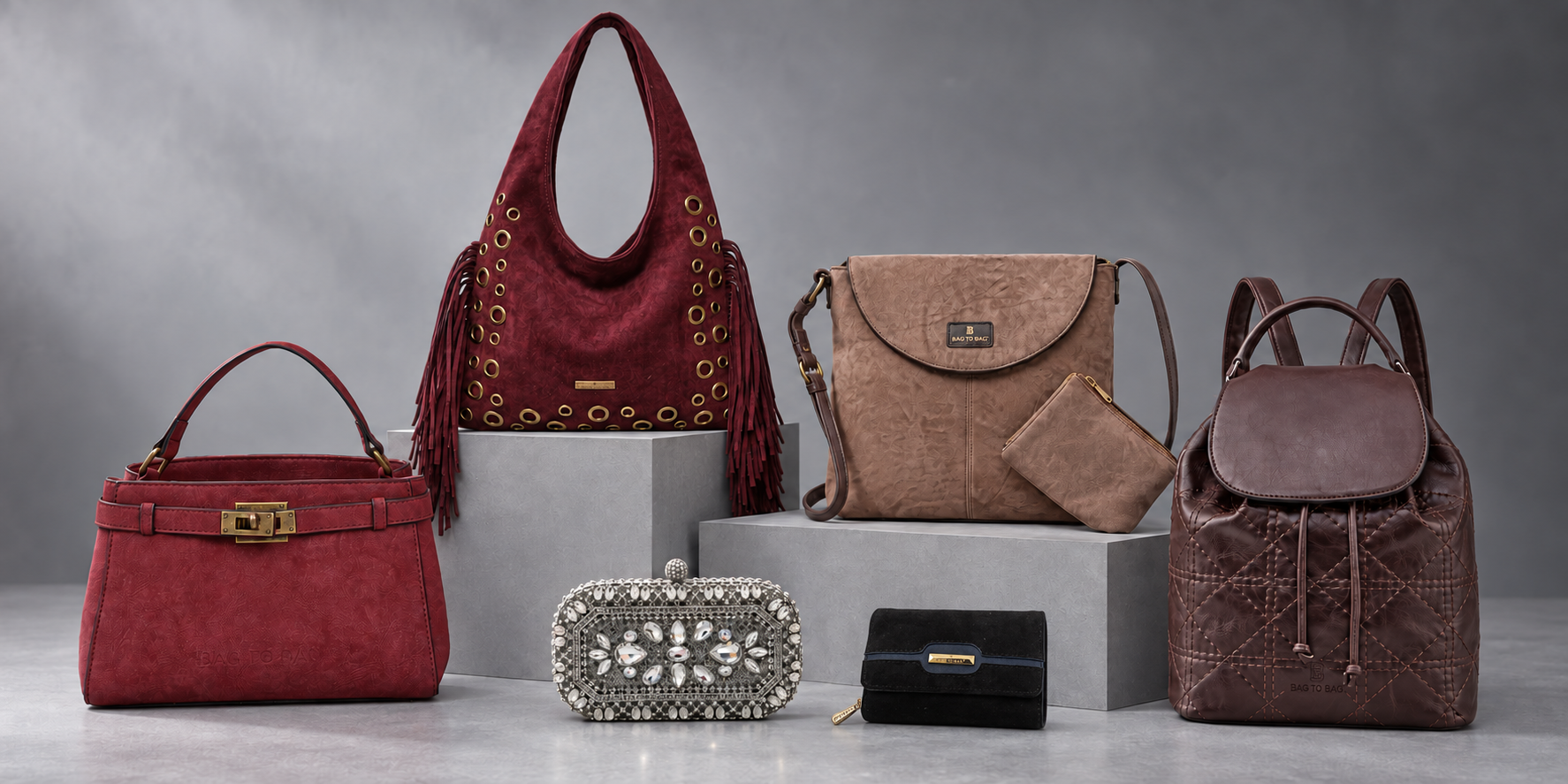 Τσάντες και πορτοφόλι BAGTOBAG σε σύνθεση συλλογής για επαγγελματίες